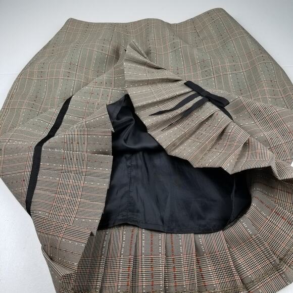 Giorgio Sant'Angelo Green Rust Tan Vintage 2 Piece Skirt Jacket Ruffle Hem 6 P - Picture 5 of 7